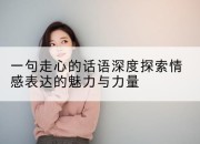 一句走心的话语深度探索情感表达的魅力与力量