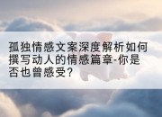 孤独情感文案深度解析如何撰写动人的情感篇章-你是否也曾感受?