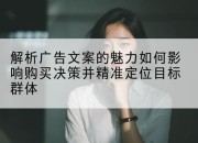 解析广告文案的魅力如何影响购买决策并精准定位目标群体