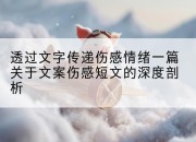 透过文字传递伤感情绪一篇关于文案伤感短文的深度剖析