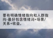 要有明确情绪指向和人群指向-最好包含情绪词+场景/关系+收益。